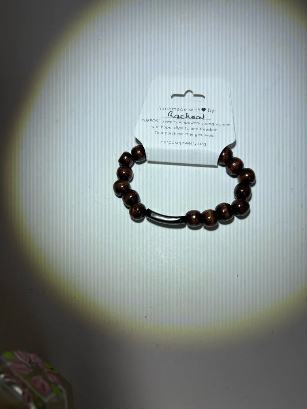 Purpose Wood Bead Bracelet with Black Accent